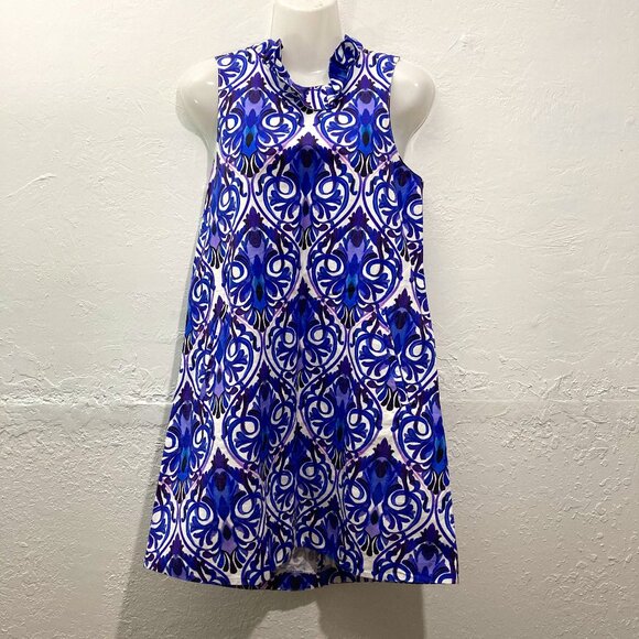 Tyler Boe Dresses & Skirts - Tyler Boe Stella Linen Cotton Short Dress White Purple Sleeveless Resort Beach S
